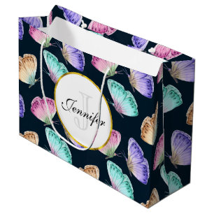 Pretty Pastel Watercolor Butterfly Pattern Large Gift Bag