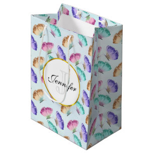 Pretty Pastel Watercolor Butterfly Pattern Medium Gift Bag