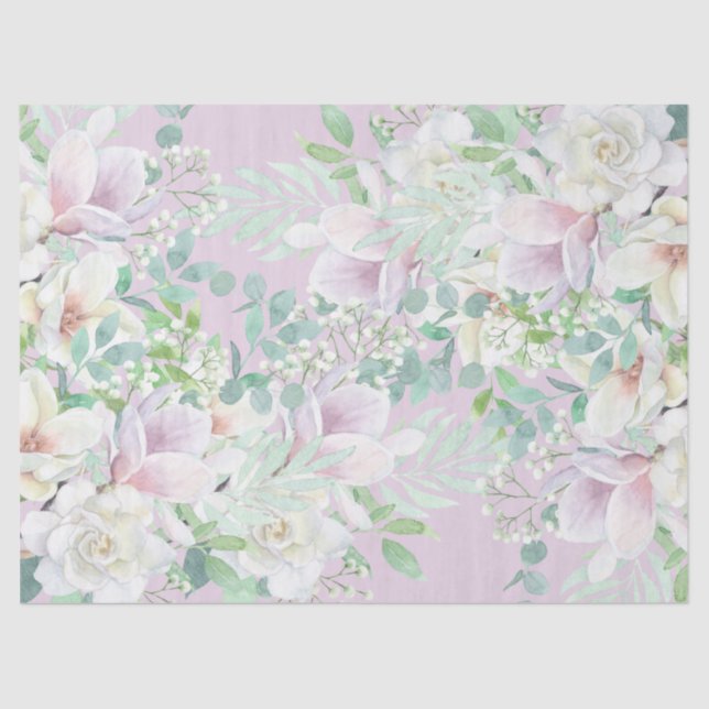 Pretty Pastel Watercolor Ephemera Floral Decoupage Tissue Paper (Front)