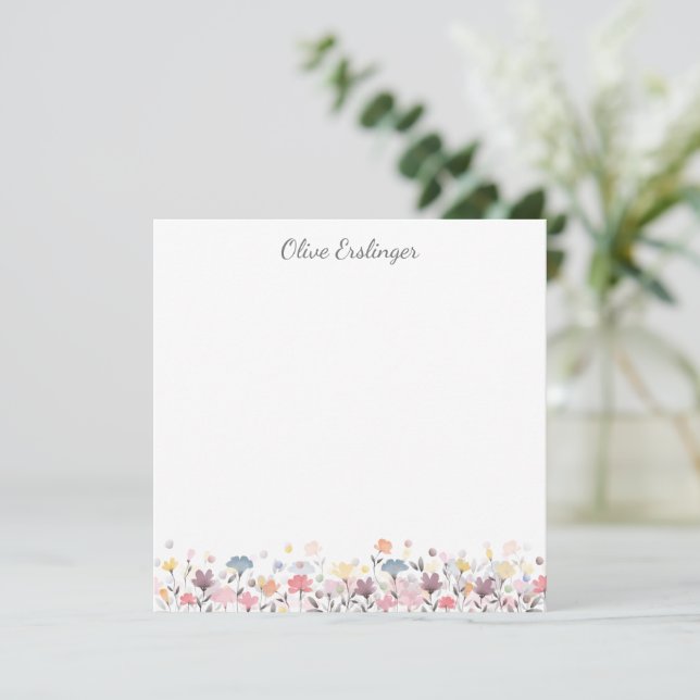 Pretty Pastel Watercolor Flower Border Custom Card (Standing Front)