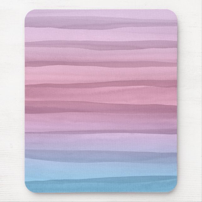 Pretty Pastel Watercolor Lines Pattern Mouse Pad (Front)