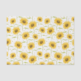 PRETTY PASTEL WATERCOLOR YELLOW SUNFLOWERS TISSUE PAPER