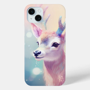 PRETTY PASTEL WINTER HOLIDAY DEER iPhone 15 MINI CASE