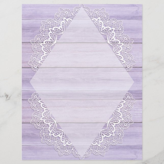 Pretty Pastel Wood & White Lace Scrapbook Paper (Front)