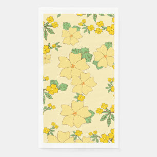 Pretty Pastel Yellow Floral Pattern, Napkin