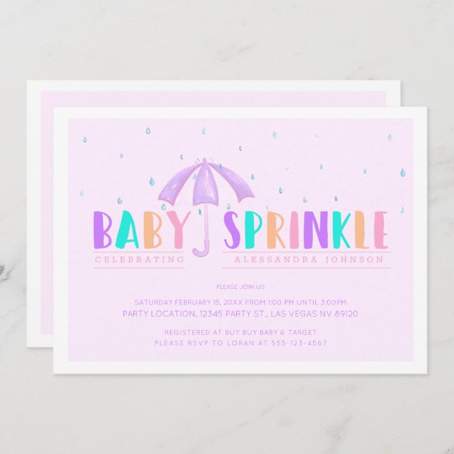 Pretty Pastels, Baby Sprinkle Shower invitation (Front/Back)