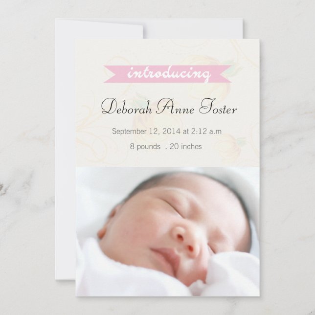Pretty Pastels - Birth Announcement card (Front)