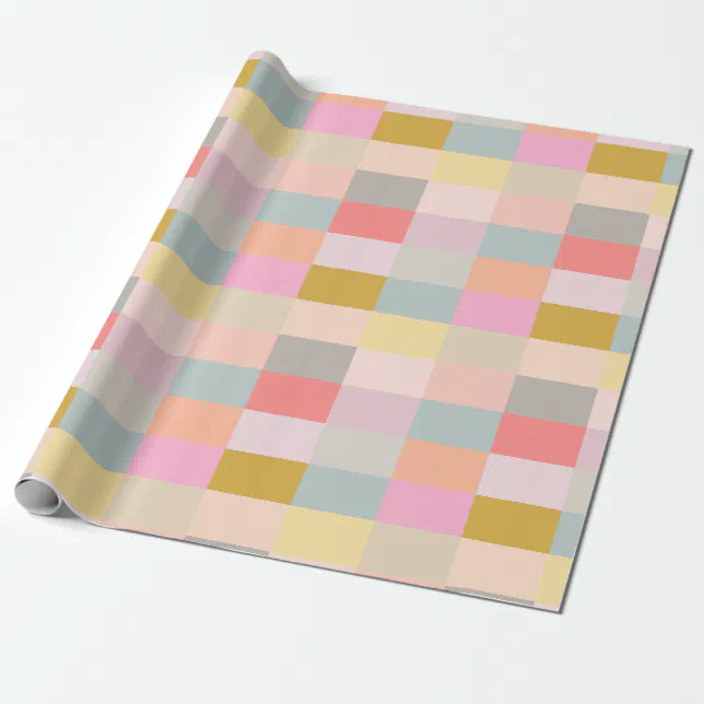 Pattern Paper Pastel Simple Pretty Pastels Simple Geometric Patchwork Pattern Wrapping Paper | Zazzle