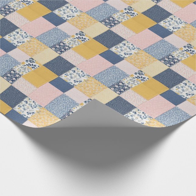 Pretty Patchwork Effect Boho Patterned Country Wrapping Paper (Corner)