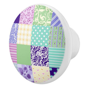 Pretty Patchwork Quilt inspired doorknob Ceramic Knob