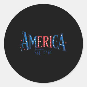 Pretty Patriotic America Est 1776 Usa 4th Of July Classic Round Sticker