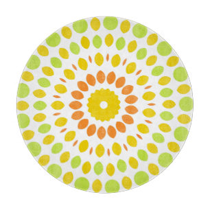 Pretty pattern in lime green, lemon yellow, orange cutting board