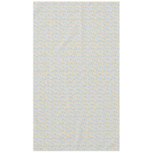 Pretty Pattern of White Daisies on Blue Tablecloth