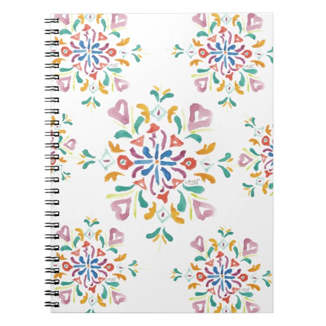 Pretty Pattern Spiral 80 Page Notebook Journal (Front)
