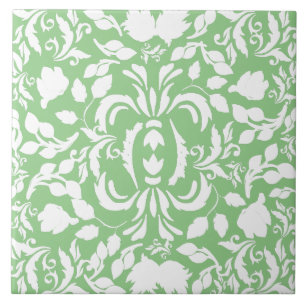 Pretty pattern William Morris green and white Ceramic Tile