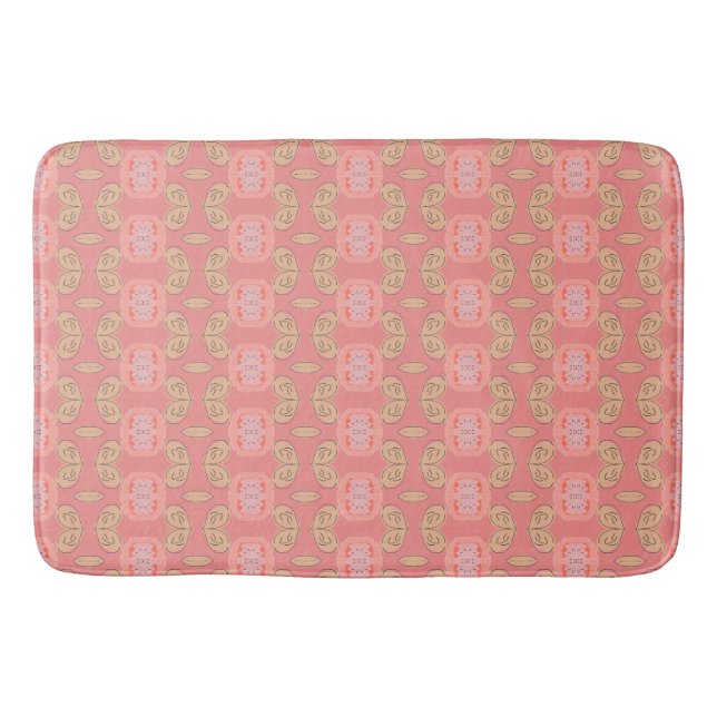 Pretty Patterned Bath Mat in Coral (Front)