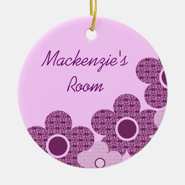 Pretty Patterned Flowers Door Hanger Ornament (Front)