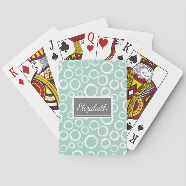 Pretty Patterned Personalised Playing Cards Aqua (Back)