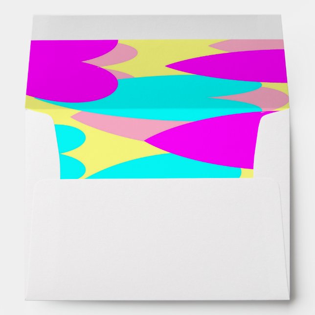 Pretty patterns hot pink baby blue mellow yellow envelope (Back (Bottom))