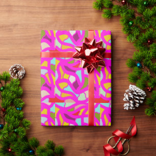 Pretty patterns in pink and rainbow colours wrapping paper
