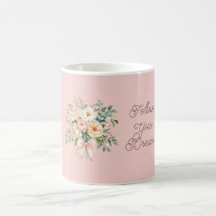 Pretty Peach Blush Pink Floral Bow Coffee Mug
