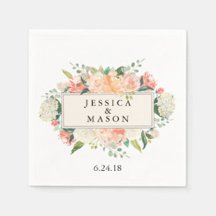 Pretty Peach Bridal Shower Napkins