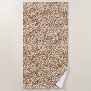 Pretty Peach Brown Leopard Print Beach Towel