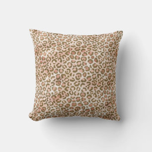 Pretty Peach Brown Leopard Print Cushion