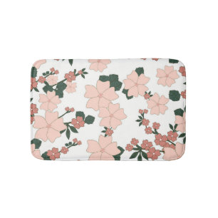 Pretty Peach Floral Bath Mat
