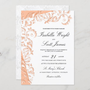 Pretty Peach Floral Design Invitation