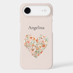 Pretty Peach Floral Heart