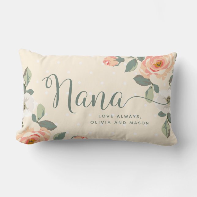 Pretty Peach Floral | Nana Lumbar Cushion (Front)