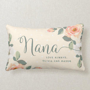 Pretty Peach Floral   Nana Lumbar Cushion