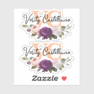 Pretty Peach Floral Roses Personal Name Logo 2-Up