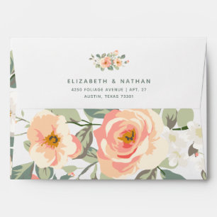 Pretty Peach Floral Wedding Envelope
