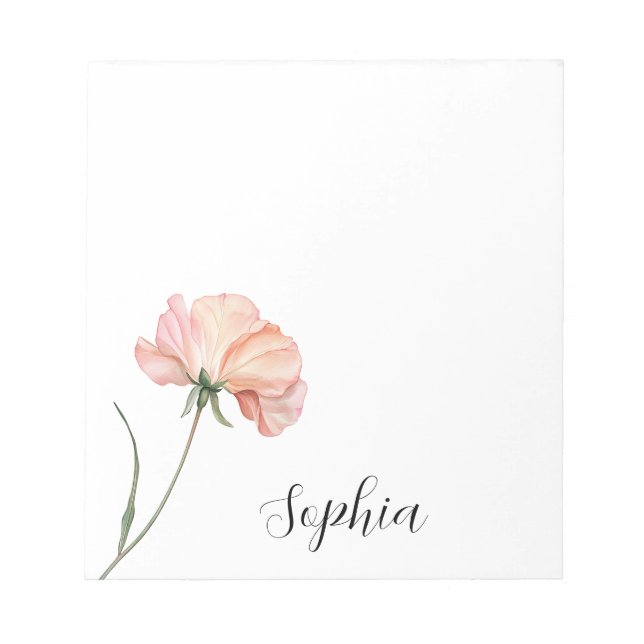 Pretty Peach Flower Notepad (Front)