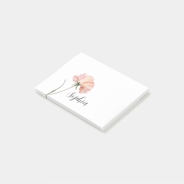 Pretty Peach Flower Post-it Notes (Angled)