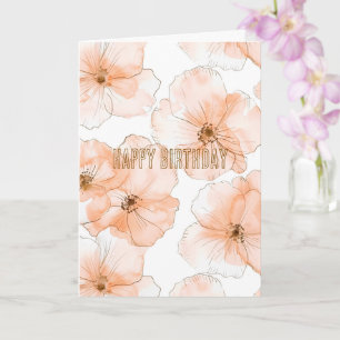 Pretty Peach Flowers Birthday Card