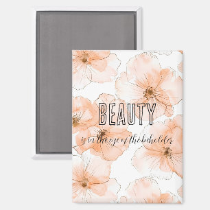 Pretty Peach Flowers Birthday Magnet