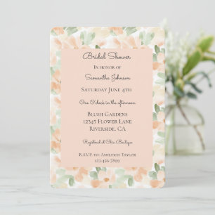 Pretty Peach Flowers Bridal Shower Invitation