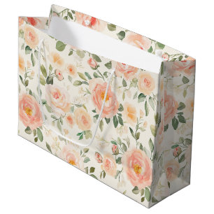 Pretty Peach Flowers Bridal Shower Large Gift Bag