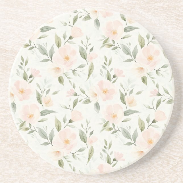 Pretty Peach Flowers Coaster (Front)