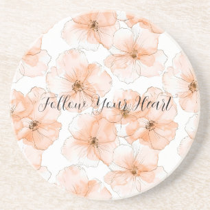 Pretty Peach Flowers Coaster