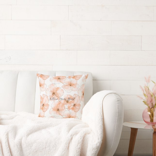 Pretty Peach Flowers Cushion (Couch)