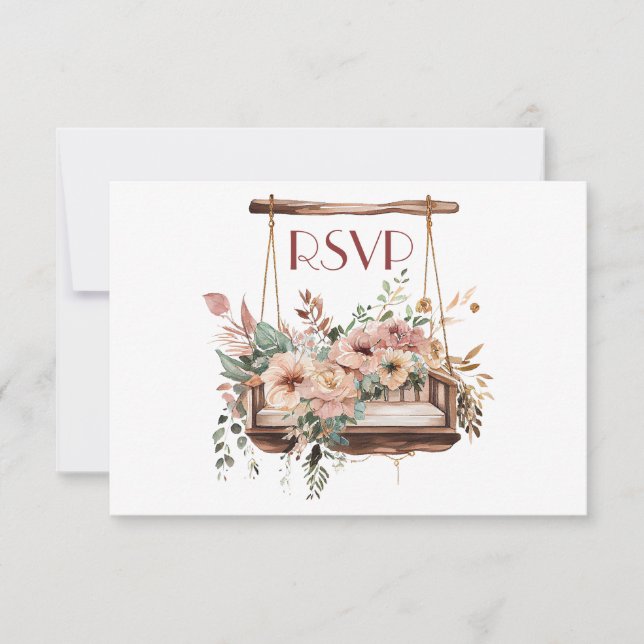 Pretty Peach Garden RSVP Invitation (Front)