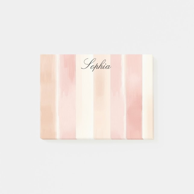 Pretty Peach Pink Cream Stripes  Post-it Notes (Front)