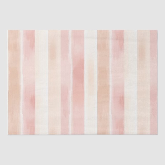 Pretty Peach Pink Cream Stripes  Tissue Paper (Front)