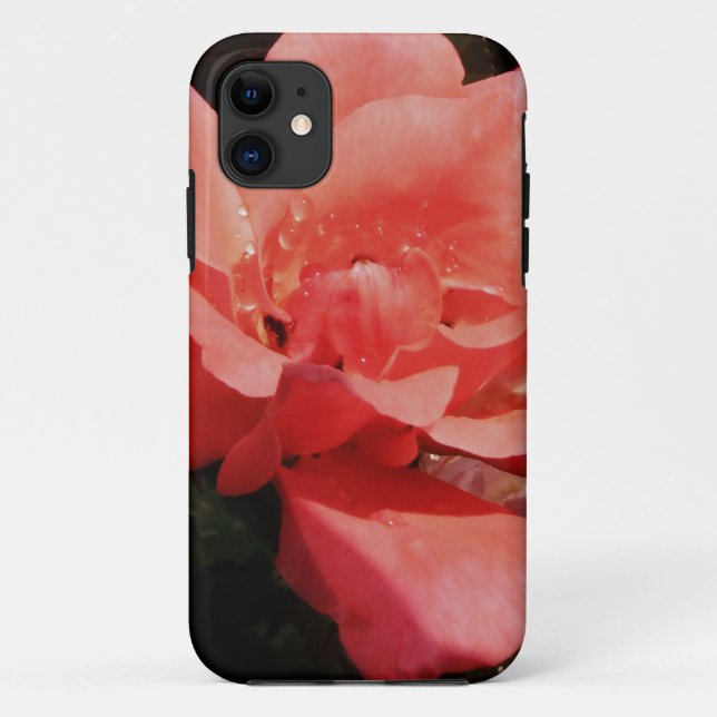Pretty Peach Pink Rose floral Case-Mate iPhone Case (Back)