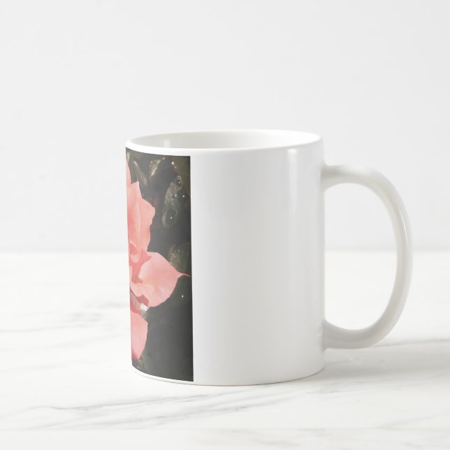 Pretty Peach Pink Rose floral Coffee Mug (Right)