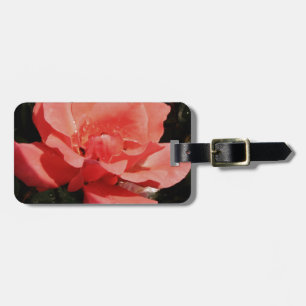 Pretty Peach Pink Rose floral Luggage Tag